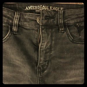 SOLD AE Distressed Black Denim Size 0